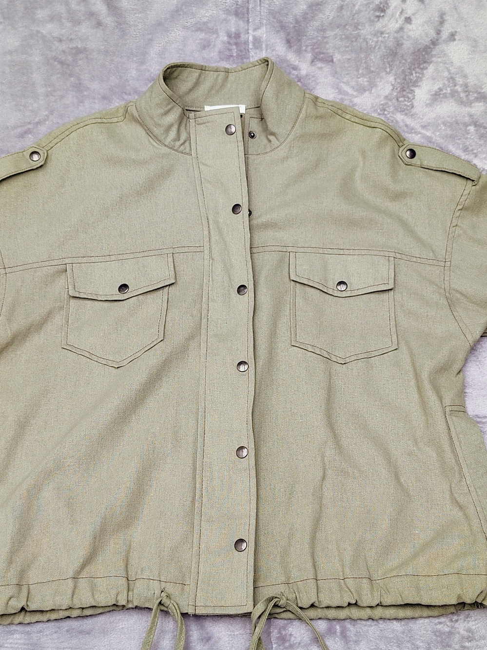 Blu Pepper Olive Utility Jacket with Drawstring Hem